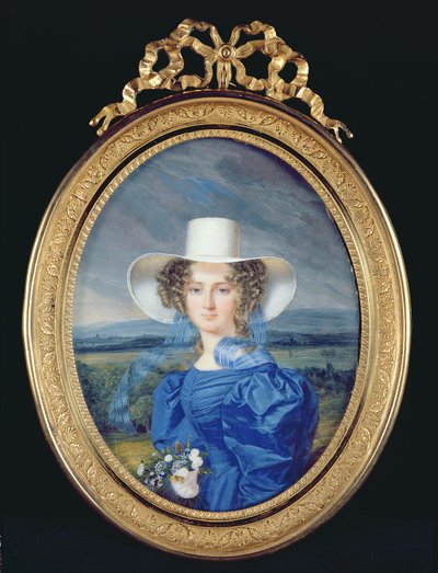 Portrait of a Young Girl in a Landscape by French School